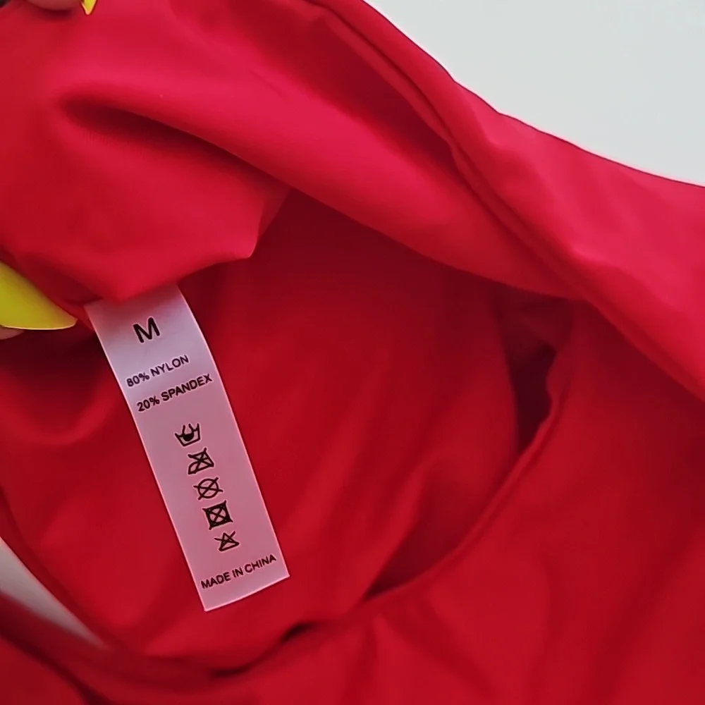 NWOT Red Bikini Wrap One Shoulder Top Highwaisted bottom Size Medium - Picture 3 of 9